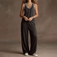 thumbnail image 6 of Enjoytime 2 Piece Lounge Set Women Sleeveless V Neck Tank Tops Wide Leg Pants Matching Sets Summer Plus Size Casual Travel Outfits, 6 of 7