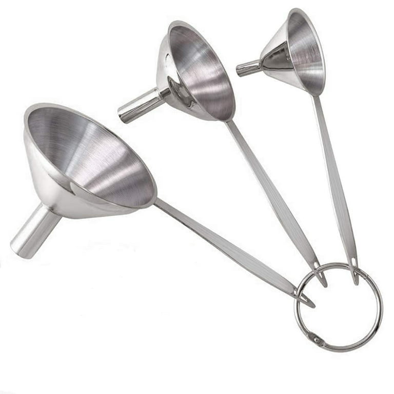 1Pack Small Funnels for Filling Bottles, 3 Pcs Stainless Steel Kitchen  Funnel Set with Long Handle, Food Grade Mini Metal Funnel for Transferring  Oil