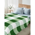 thumbnail image 4 of Green Plaid Queen Size Flat Sheet, Wrinkleproof & Fadeproof Cooling Flat Bed Sheet Only, Spring Summer Farmhouse Buffalo Checkered Breathable Soft Bedding Top Sheets 90 x 102 Inches, 4 of 8