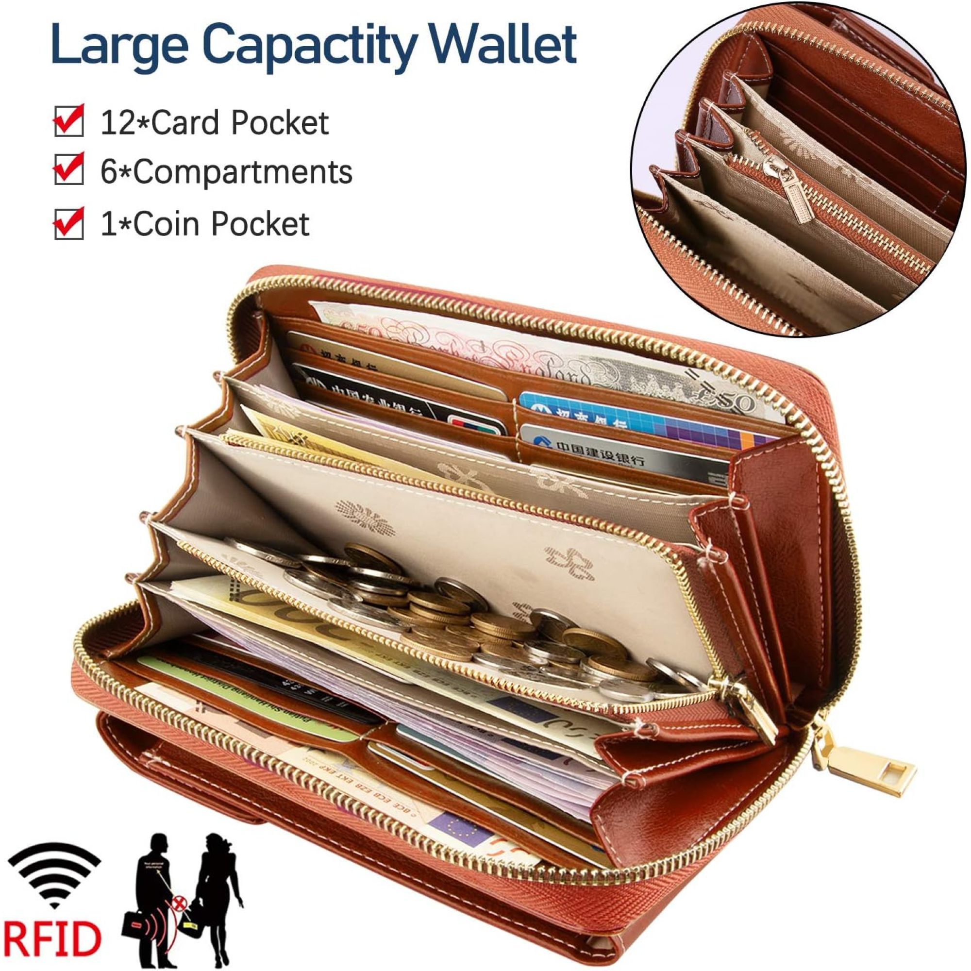 SQDWYGG Small Crossbody Phone Bags for Women Leather Cell Phone Purse Wallet,A-brown