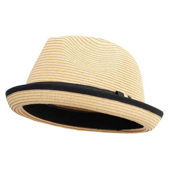 Big Size Paper Upbrim Fedora - Tan XL-2XL