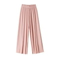 thumbnail image 2 of ClodeEU Women's Ice Silk Wide Leg Pants, High Waisted Summer Drape Trousers with Casual Pleats Pink,Womens Plus M, 2 of 3