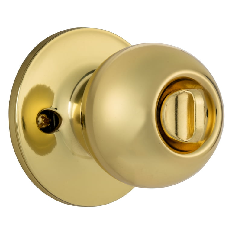 Brinks, Keyed Exterior Locking Doorknob, Ball, Polished Brass Finish 