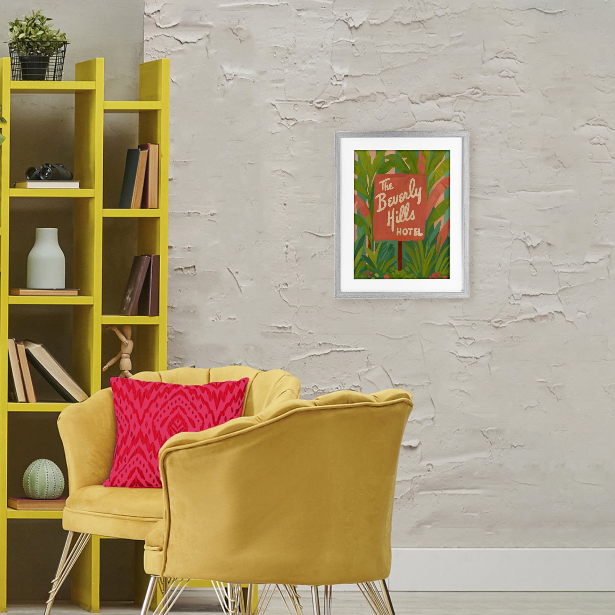 Stupell Industries Tropical Beverly Hills Hotel Gray Framed Print Under Glass, design by Amelia Noyes