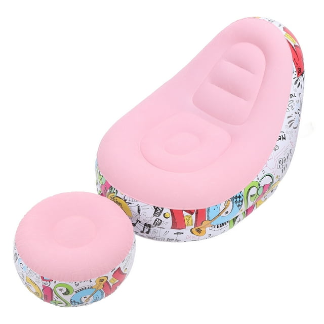 Inflatable Couch, Inflatable Lounger Chair Portable Soft Waterproofing Flocking for Outdoor Camping Pink