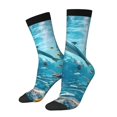 thumbnail image 1 of Balery Underwater Dolphin Scene Calcetas Largas con Estampado para Hombre y Mujer – Suaves y Transpirables, Talla Única (US 5-11), 1 of 6