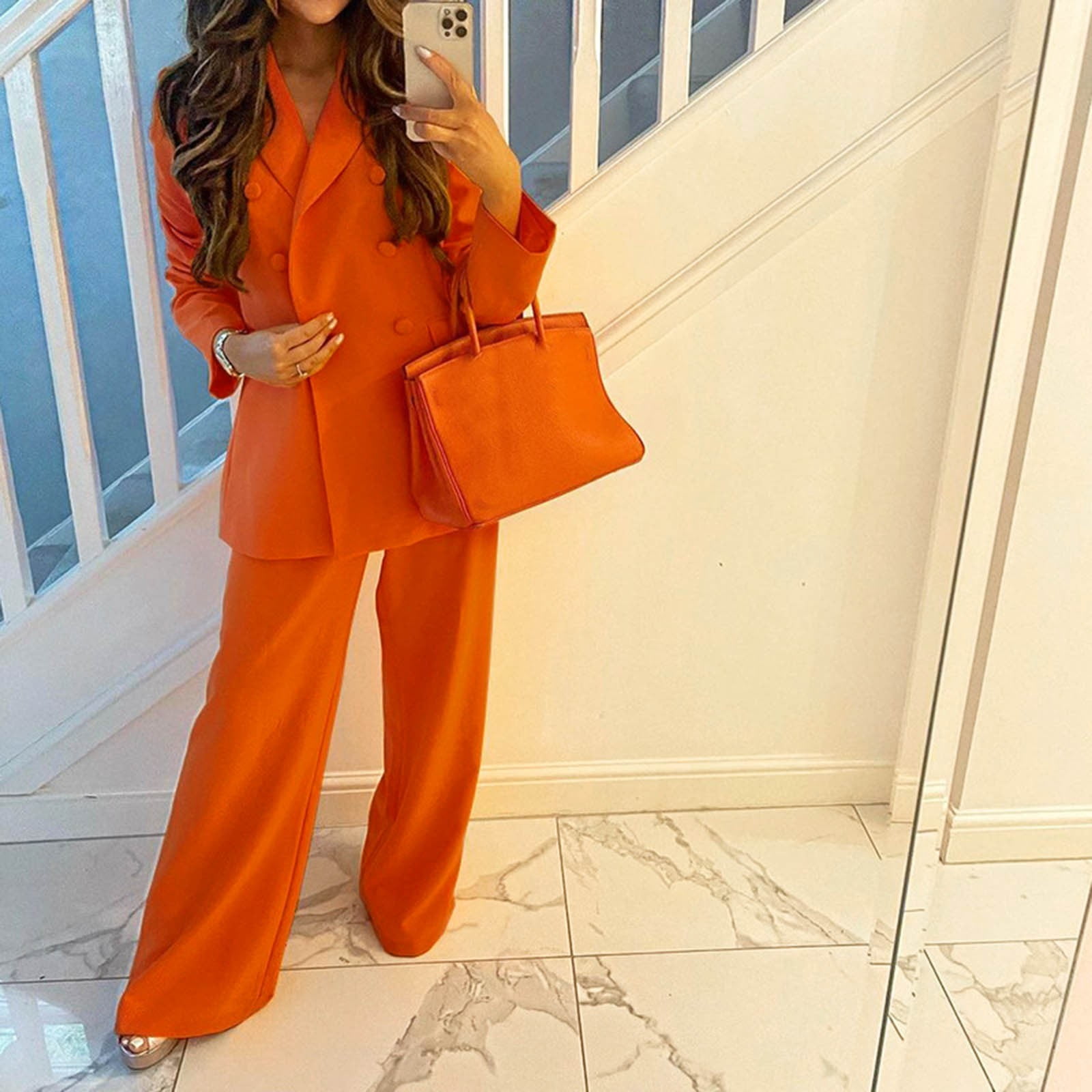 Dressy Pant Suits for A Wedding Petite Size Womens Dress Pants Women's  Fashion Autumn Winter New Suit Coat Casual Wide Leg Pants Suit Set All Two  Piece Pants Set for Women -