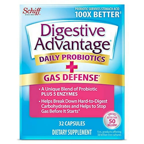 Fast Acting Enzymes Plus Daily Probiotic Capsules, Digestive Advantage (32ct) - Helps Support Breakdown of Hard to Digest Foods & Helps Prevent Gas*, Supports Digestive & Immune Health* (Pack of 2)
