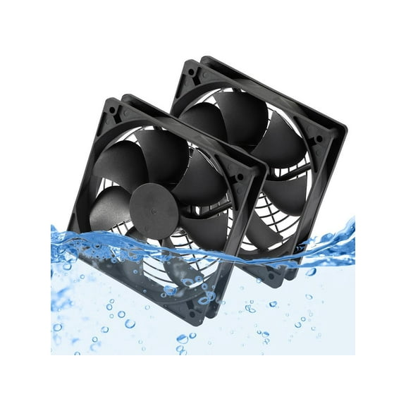 12V DC IP67 Waterproof Fan 120mmx25mm 4.72inch 2-Pack High Speed 12 Volt Dual Ball Bearing 2 Wire 3Pin Exhaust Cooling Fan 3000RPM