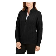 KAREN SCOTT $49 Womens New Black Patterned Zip Up Casual Jacket PP Petites B+B