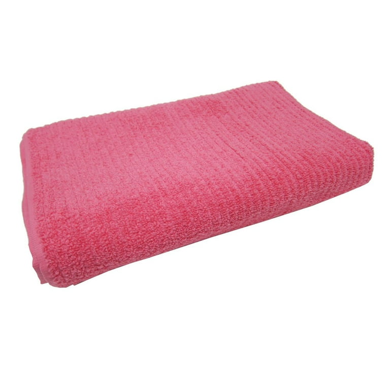 Dri Soft 100% Cotton Super Soft Striped Bath Towel, Bright Pink, 54x30