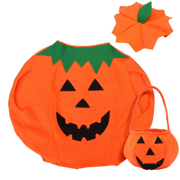 Traje de traje de disfraz de calabaza de Halloween Tinksky Viste ropa con bolsa para niño Photo Booth Prop