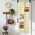 thumbnail image 2 of Hoodie Sweatshirt Storage Hack, Door Hanging Shoe Rack Organizer, 26-Pocket Clear Holder, Pockets Wall Shoes Bag, Portable Closet Wardrobe, 63" L X 22" W X 6.3" H, Cabinet Behind The Doors (Yellow), 2 of 4