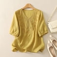 thumbnail image 2 of ATENAR Womens Shirts Summer Short Sleeve T Shirts for Women Casual Tee Yellow XL, 2 of 8