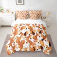 thumbnail image 2 of jejeloiu Cute Dog Paws 7pcs Bedding Comforter Set,Kawaii Pet Dogs Queen Bedding Sets,Orange Beige Queen Sheet Sets For Kids,Super Cozy Room Decor Reversible, 2 of 8