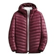 thumbnail image 3 of Brnmxoke Mens Quilted Down Jackets with Hood Big and Tall Clearance Zip Up Warm Winter Padded Puffer Jacket Packable Bubble Coats Outwear Wine,XXXL, 3 of 4