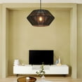 thumbnail image 6 of Globe Electric Minimalist 1-Light Matte Black Natural Twine Chandelier, 6 of 8