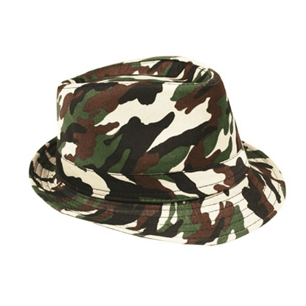 Coool - Camo Adult Fedora Hat Gangster Trilby Cuban Style Hunting ...