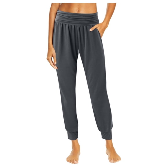 MIASHUI Women Yoga Jogger Loose Fit Fitness Workout Pants Comfortable Pocket Casual Pants Grey,XXL