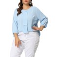 thumbnail image 5 of Agnes Orinda Women's Plus Size Round Neck Tie Front Ruffle Chiffon Work Blouses 4X Blue, 5 of 8