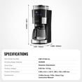 thumbnail image 5 of KFFKFF 10 Cup Coffee Maker with Grinder Grind and Brew Coffee Maker with 3 Brew Strength Control 24-Hour Timer for Auto Brew with Adjustable Grinding Coarseness, 5 of 9