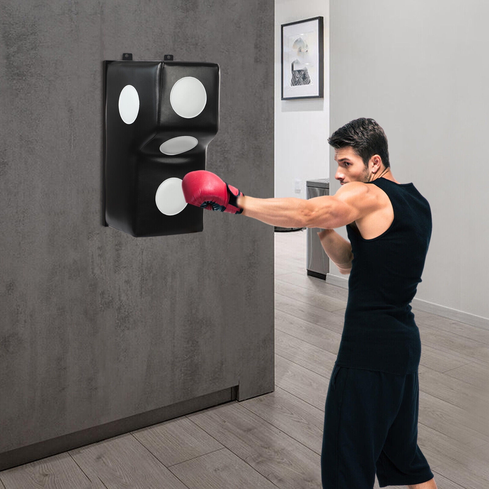 Wall Mount Punching Bag, Space-Saving Boxing Training Equipment for Hooks, Wall Mounted Uppercut Boxing Bag (15.7*11.8*27.5 in)
