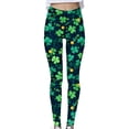 thumbnail image 3 of QATAINLAV St Patricks Day Leggings for Women High Waisted Tummy Control Workout Leggings Fashion Shamrock Leaves Print Irish Green Soft Yoga Pants Green M, 3 of 6