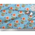 thumbnail image 2 of Soimoi Blue Cotton Duck Fabric Leaves & Flower Print Fabric by Yard 42 Inch Wide, 2 of 3