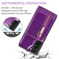thumbnail image 6 of Nalacover Zipper Wallet Case for Samsung Galaxy S23 with Card Slots Holder Magnetic Kickstand, 2 in 1 Design Luxury Shining PU Leather Shockproof Anti-Scratch Cover for Samsung Galaxy S23,Darkpurple, 6 of 11