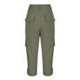 thumbnail image 7 of Men's Cargo Pants 3/4 Length Casual Hiking Trousers Elastic Waist Button Fly Outdoor Bottoms Roll-Up Cuff Chino Trousers with Pockets, 7 of 7