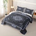 thumbnail image 3 of Homewish Rustic Bohemian Pattern Twin Quilt Set,Rose Floral Twin Coverlet Set,Gray Blue,2 Pieces, 3 of 7