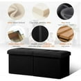 thumbnail image 3 of Storage Bench Folding Ottoman Foot Rest Stool, 34 inch Black Linen Footstool, Short Ottoman Bench, Foot Rest Store as Books, and Blanket Storage or Others, 3 of 6