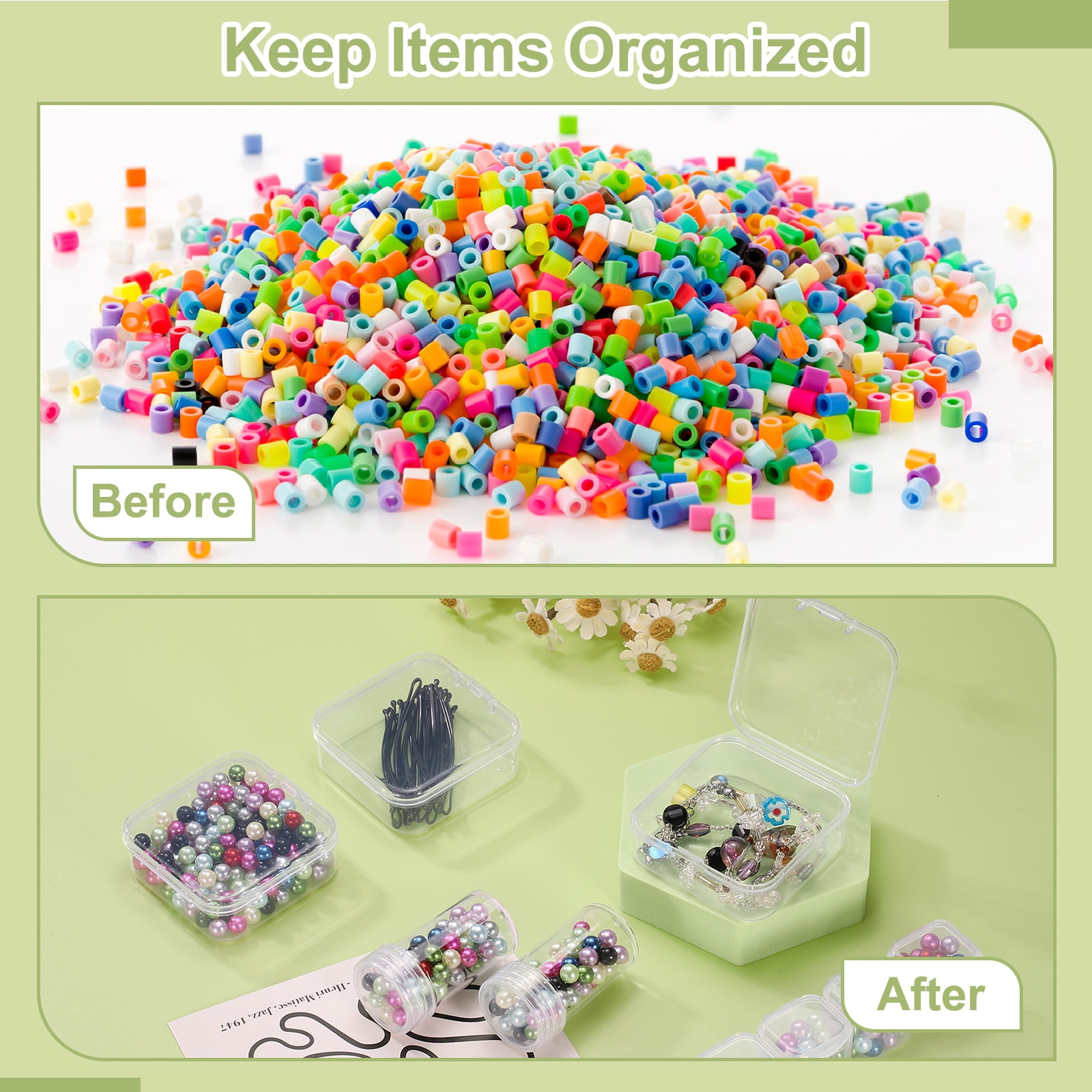 Uxcell Bead Organizer Box Diamond Art Containers 2pcs Rectangular Plastic Storage Case 120pcs Mini Clear Bead Storage Containers Boxes with 132pcs Stickers for Jewelry Beading Crafts