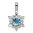 thumbnail image 1 of 925 Sterling Silver Diamond Blue Topaz Collier Pendentif Breloque Pierre Précieuse, 1 of 6