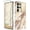 SHAQIU, variant on For Samsung Galaxy S25 Ultra Case with Slide Camera Cover, [Screen Protector] [Shockproof Military Grade Drop Protection] Marble Slim Fit Hard PC Phone Cover S25 Ultra 6.9" 2025 (Topaz)