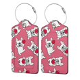thumbnail image 5 of Rocae French Bulldog for Leather Luggage Baggage Tags ID Label Privacy Cover ID Label with Stainless Steel Loop and Address Card, 5 of 5