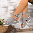 thumbnail image 4 of Aueoeo Womens Platforms Sandals Soft Comfortable Lightweight Walking Shoes Crossed Ankle Strap Casual Low Wedge Sandals, 4 of 5