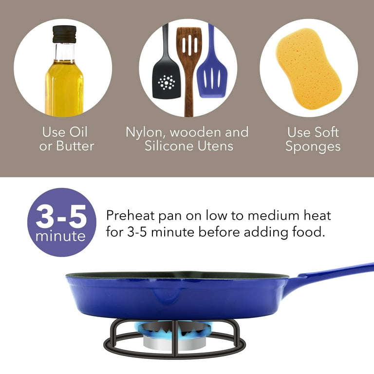 Better Homes & Gardens Enameled Cast Iron Fry Pan, Blue 