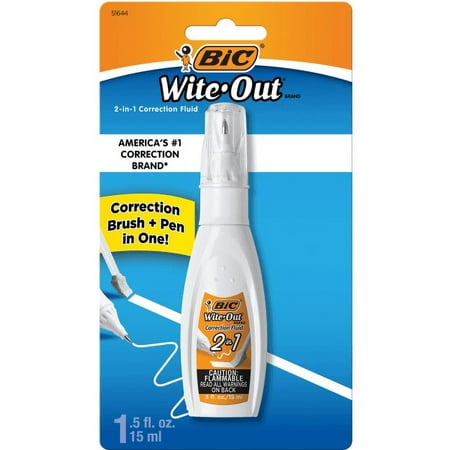 UPC: 0070330516441 | BIC Wite-Out 2-in-1 Correction Fluid  15 ml Bottle  White  1 Pack