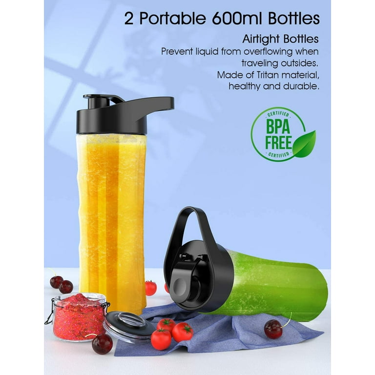 Personal Smoothie Blender 2-in-1 Single Serve Blender, Mini Bullet Blender  500W With 20 Ounce Tritan Sports Bottle and Grinder Cup for Juices, Shakes