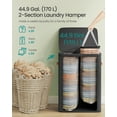 thumbnail image 4 of 44.9 Gal Large Laundry Hamper with Lid, 2 Compartment Dirty Clothes Basket, Removable Inner Bags & Handles, 22x15.7x29.5 Inches, Ink Black, 4 of 5