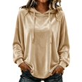 thumbnail image 2 of Hurxie Women Casual Hoodie Velour Long Sleeves Fashion Pullover Loose Fit Tunic Winter Tops Comfy Shirts, 2 of 7