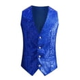 thumbnail image 5 of INSPIRE CHIC Sequin Suit Vest for Men's V-Neck Sleeveless Disco Sparkly Waistcoat L Blue, 5 of 5