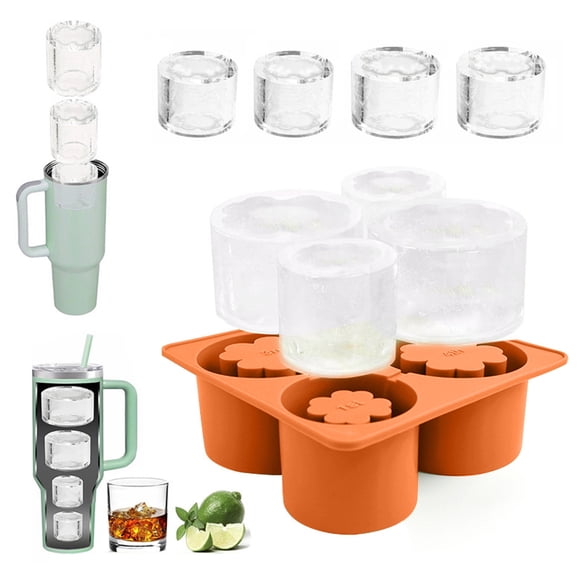Bandeja para cubitos de hielo para vasos Stanley, moldes de silicona para cubitos de hielo para vasos Stanley de 20, 30 y 40 oz, bandejas para cubitos de hielo con tapas para enfriar cócteles,