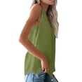 thumbnail image 2 of Camiseta de Tirantes Holgada Sin Mangas con Cuello en V y Encaje de Pestañas, Color Verde Hierba, Talla XL, 2 of 9