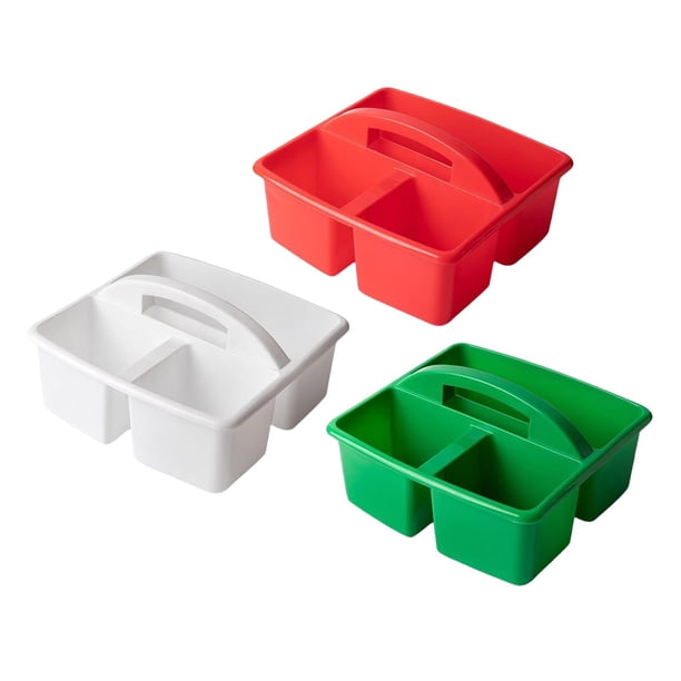 Organizador de almacenamiento para manualidades de 3 piezas, soporte apilable, cesta con asa, compartimento de escritorio, carrito para manualidades de costura, dormitorio, Rojo Verde Blanco Sunnimix Cesta de almacenamiento