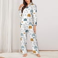 thumbnail image 2 of Rateoe Cute Doodle Turtles Pattern Womens Pajamas Set Long Sleeve Sleepwear Button Down Nightwear Soft Cotton Pj Lounge Sets-XX-Large, 2 of 7
