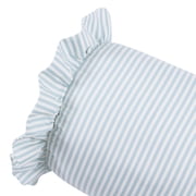 Home Decor Collection 8" x 20" Blue Striped Ruffle Bolster Decorative Pillow