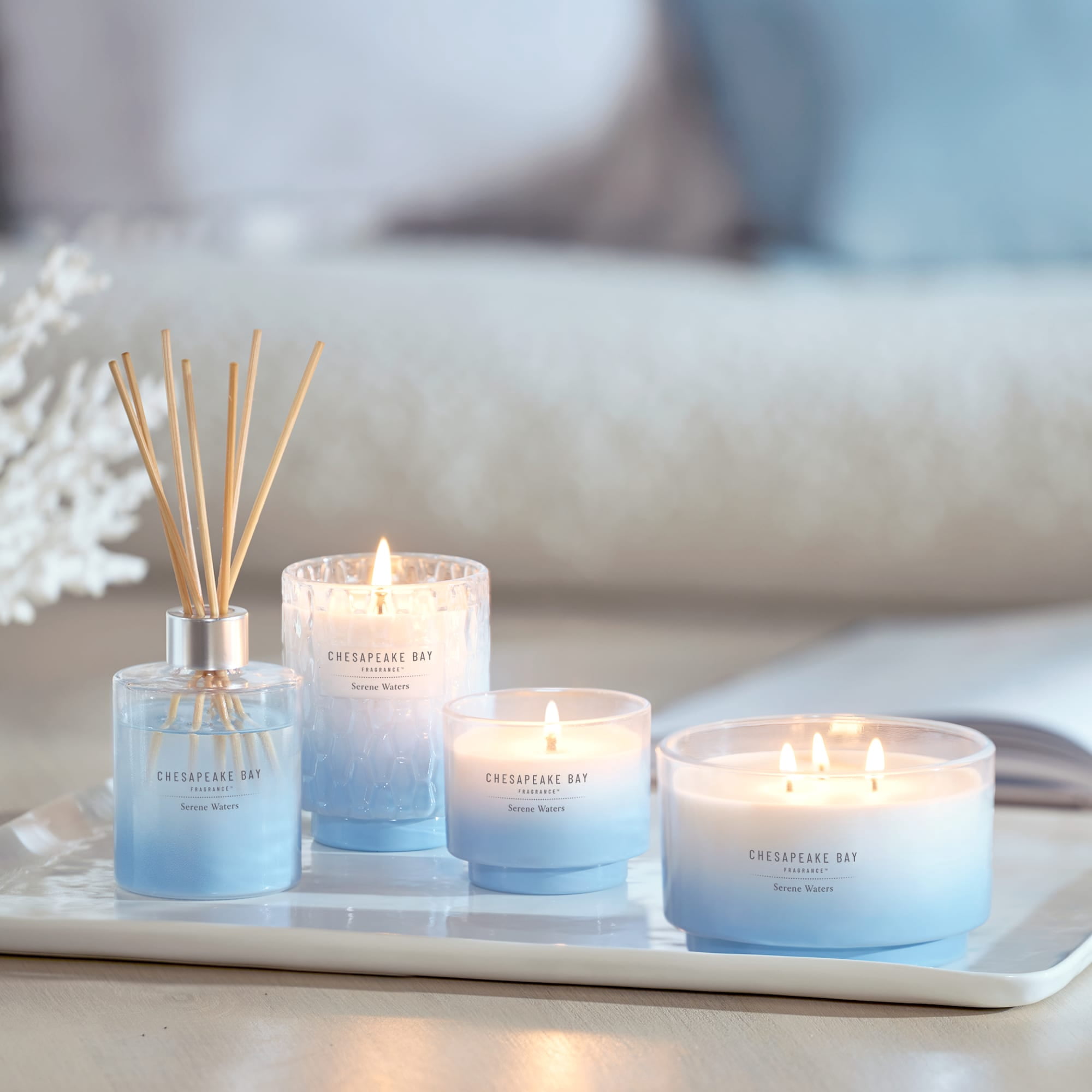 Chesapeake Bay Candle 14.5oz | Serene Waters Scent |Exclusive Mood Evoking Fragrance |Sea Glass-Inspired Jar | Premium Soy Blend Wax with Essential Oils | Coastal Fragrance for Home Décor or Gifting