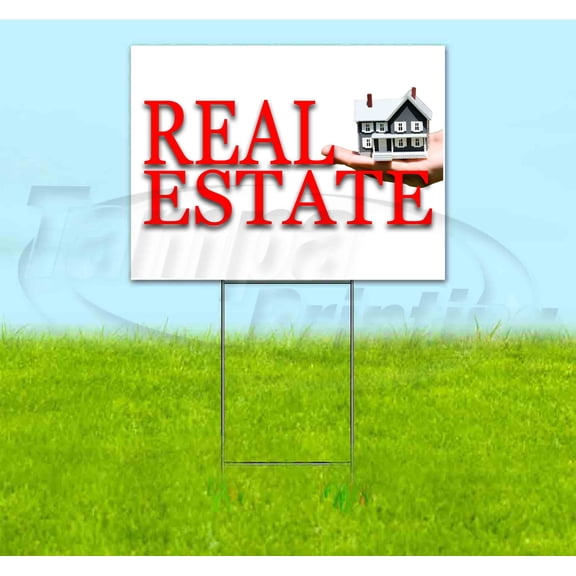 Real Estate (18" x 24") Yard Sign, Includes Metal Step Stake